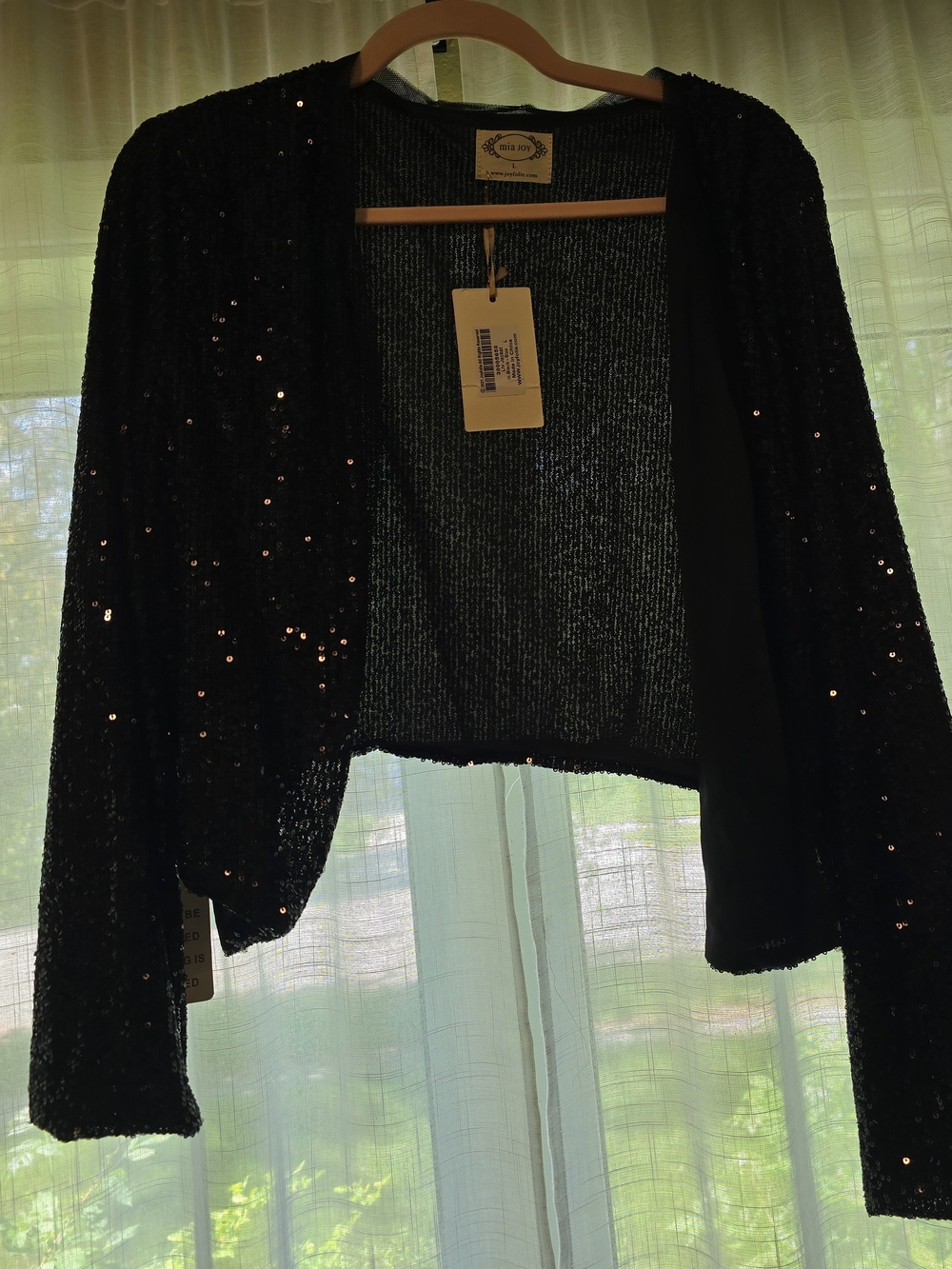 NWT Mia Joy Black Sequin Shrug Cardigan Sparkle Holiday Glam Party Size S